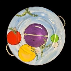 Hand Painted (by seller) 11gal metal garbage can with lid. Christmas party